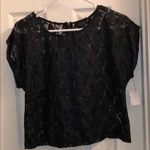 Black mesh rose shirt